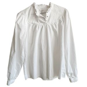 Wilfred Cotton Poplin Smocked-Collar long-sleeve cotton blouse size small